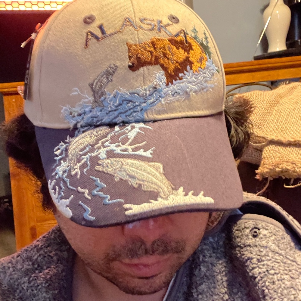 Alaska Embroidered Cap with Bear and Fish Design - Picture 8 of 11